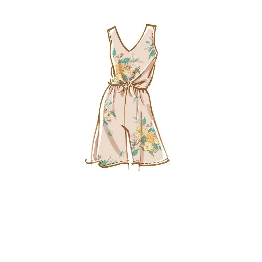 McCalls Sewing Pattern M8218‎ Romper Jumpsuit Sash Misses Size 16-24